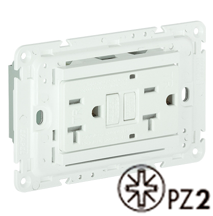 Toma Doble Americana 2P+T 127V 15A GFCI con Protección - 3 Módulos