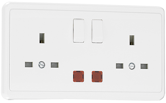 Tomada Dupla Inglesa com Interruptor e Sinalização Luminosa