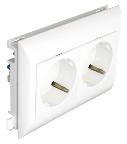 Doble Base Schuko para Canales con Tapa L75 - 4 Módulos