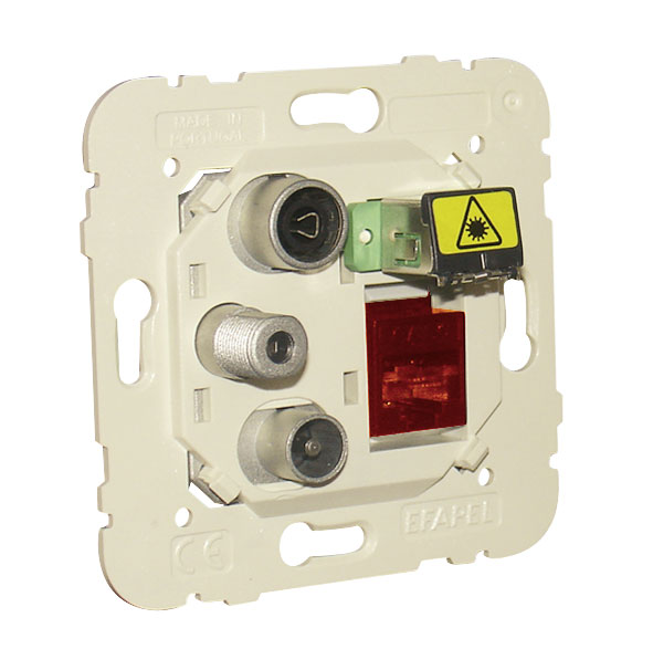 R - TV - SAT - RJ45 Cat. 6 UTP - FO SC-APC Multimedia Socket for Star Connection