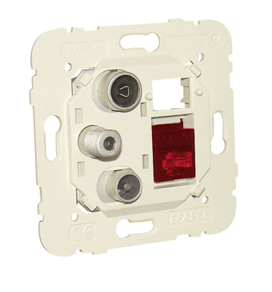 R - TV - SAT - RJ45 Cat. 6 UTP Multimedia Socket for Star Connection